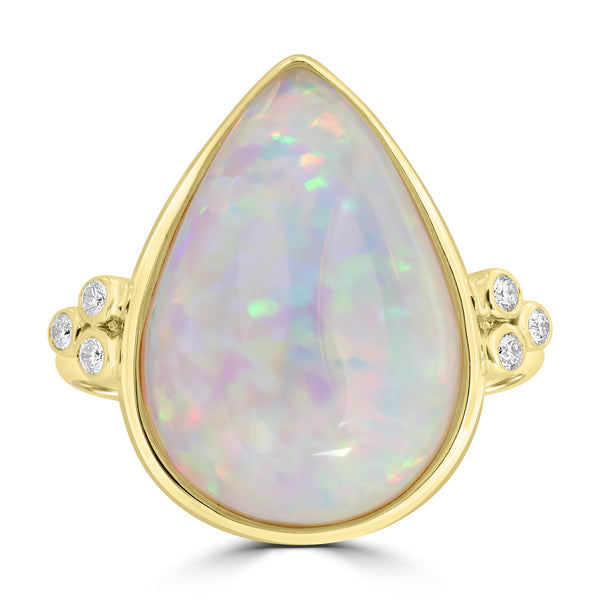 7.23ct Opal Rings with 0.085tct Diamond set in 18K Yellow Gold