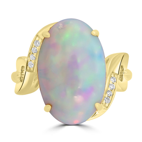 6.59ct Opal Rings with 0.048tct Diamond set in 18K Yellow Gold