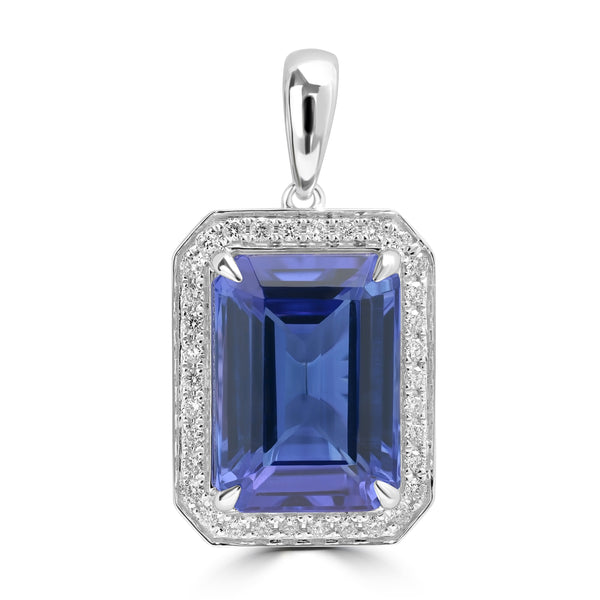 6.62ct Tanzanite Pendants with 0.233tct Diamond set in 18K White Gold