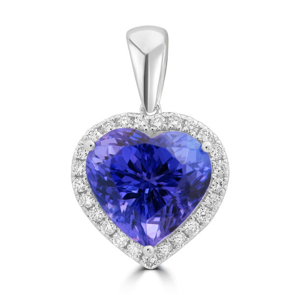 7ct Tanzanite Pendants with 0.279tct Diamond set in 18K White Gold