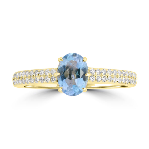 0.66ct Aquamarine Rings with 0.2tct Diamond set in 18K Solitaire