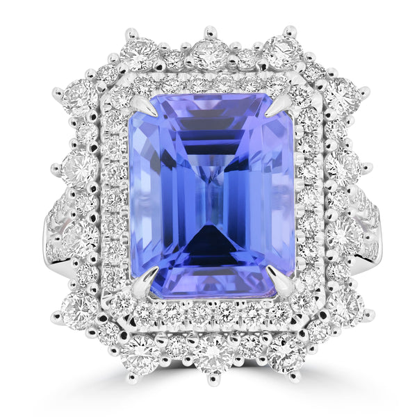 7.9ct Tanzanite Rings with 1.468tct Diamond set in 18K White Gold