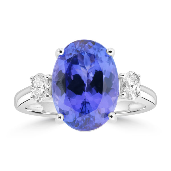 5.86ct Tanzanite Rings with 0.27tct Diamond set in 18K White Gold