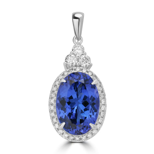 6.55ct Tanzanite Pendants with 0.453tct Diamond set in 18K White Gold