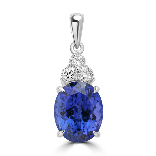 5.67ct Tanzanite Pendants with 0.26tct Diamond set in 18K White Gold