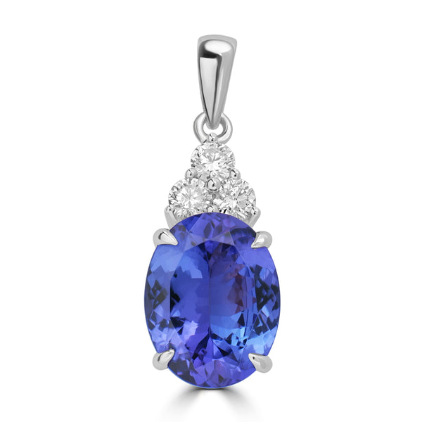 3.36ct Tanzanite Pendants with 0.268tct Diamond set in 18K White Gold