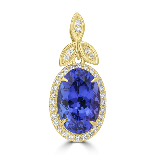 4.57ct Tanzanite Pendants with 0.27tct Diamond set in 18K Yellow Gold