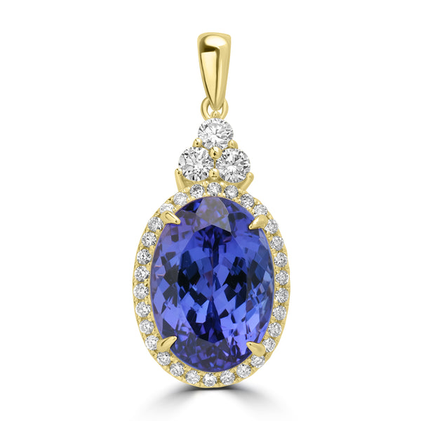 4.99ct Tanzanite Pendants with 0.188tct Diamond set in 18K Yellow Gold