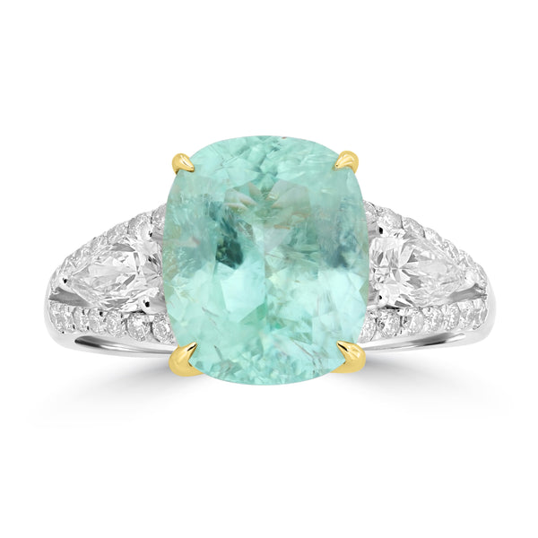 3.97ct Paraiba Tourmaline Rings with 0.89tct Diamond set in 18K Two Tone Gold