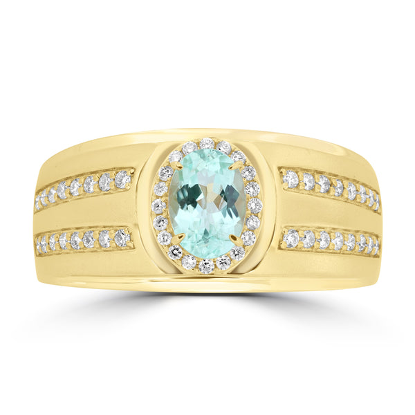 0.79ct Paraiba Tourmaline Rings with 0.313tct Diamond set in 18K Yellow Gold