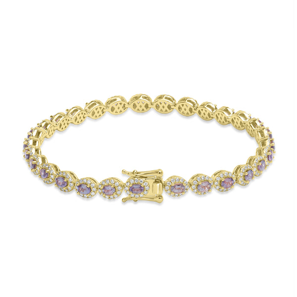 3.792ct Alexandrite Bracelets with 1.293tct Diamond set in 18K Yellow Gold