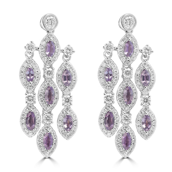 1.135ct Alexandrite Earrings with 1.345tct Diamond set in 18K White Gold