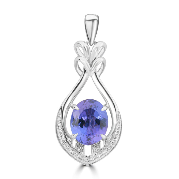 4.45ct Tanzanite Pendants with 0.184tct Diamond set in 18K White Gold