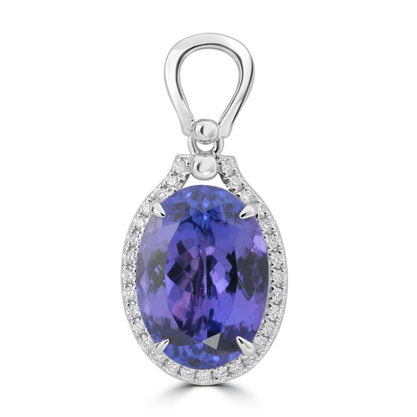 4.9ct Tanzanite Pendants with 0.12tct Diamond set in 18K White Gold