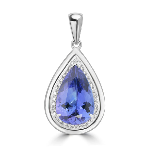 4.45ct Tanzanite Pendants with 0.152tct Diamond set in 18K White Gold