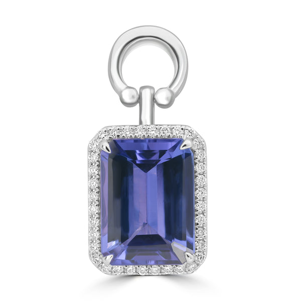 4.37ct Tanzanite Pendants with 0.16tct Diamond set in 18K White Gold