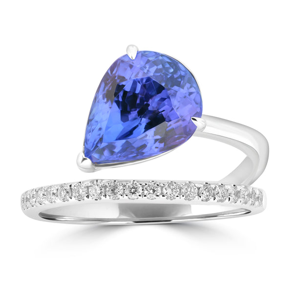 3.65ct Tanzanite Rings with 0.21tct Diamond set in 18K White Gold