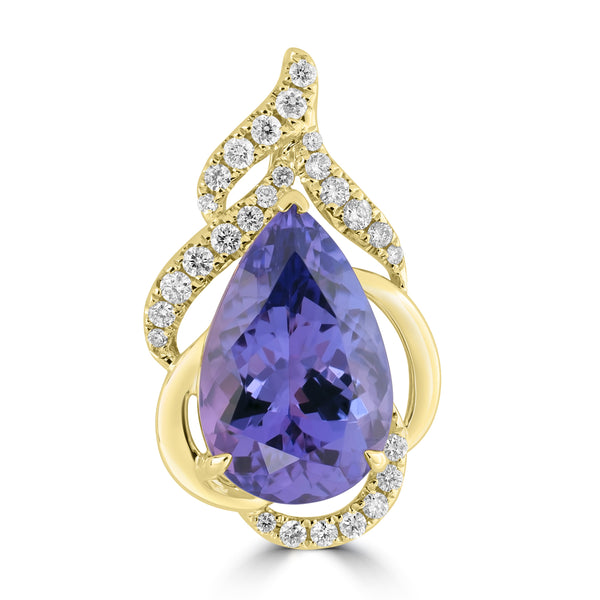 5.43ct Tanzanite Pendants with 0.249tct Diamond set in 18K Yellow Gold