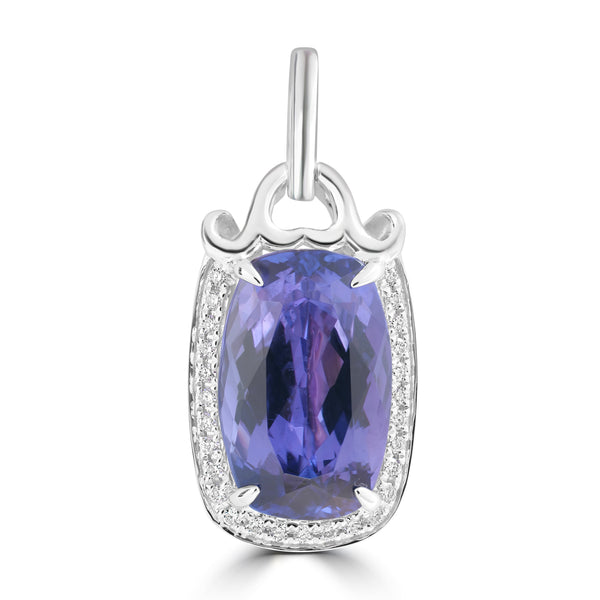 5.21ct Tanzanite Pendants with 0.106tct Diamond set in 18K White Gold