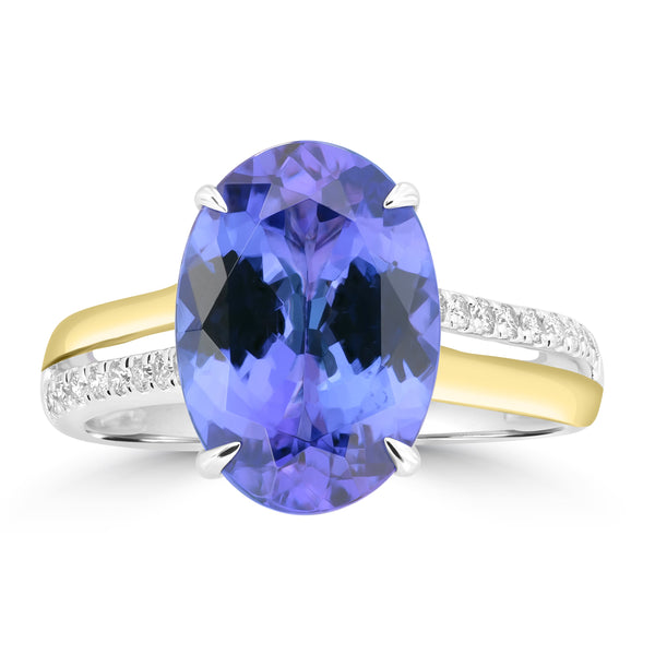 4.81ct Tanzanite Rings with 0.157tct Diamond set in 18K Two Tone Gold