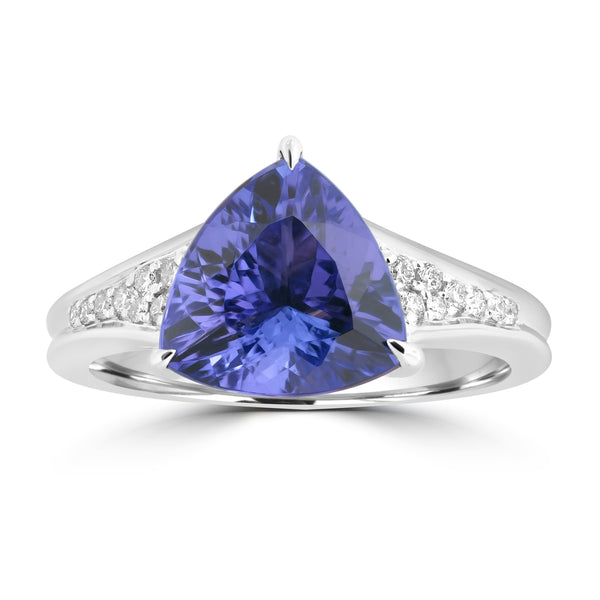 3.22ct Tanzanite Rings with 0.134tct Diamond set in 18K White Gold