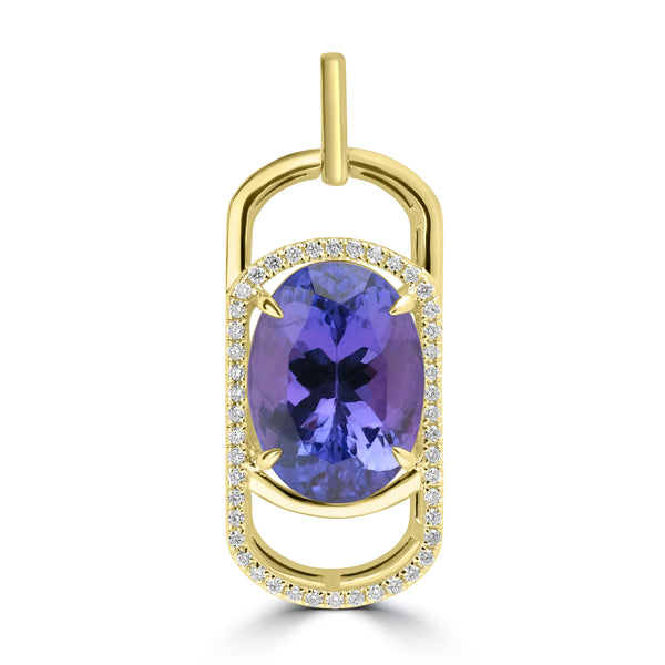 8.16ct Tanzanite Pendants with 0.192tct Diamond set in 18K Yellow Gold