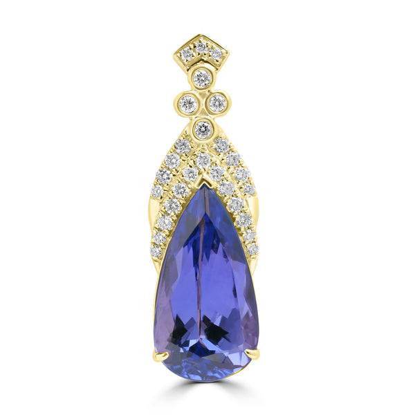 3.64ct Tanzanite Pendants with 0.189tct Diamond set in 18K Yellow Gold