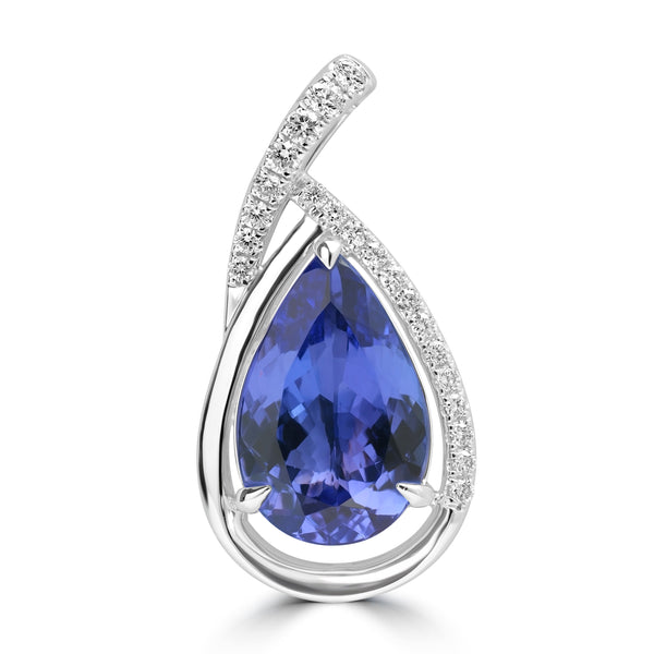 4.23ct Tanzanite Pendants with 0.213tct Diamond set in 18K White Gold