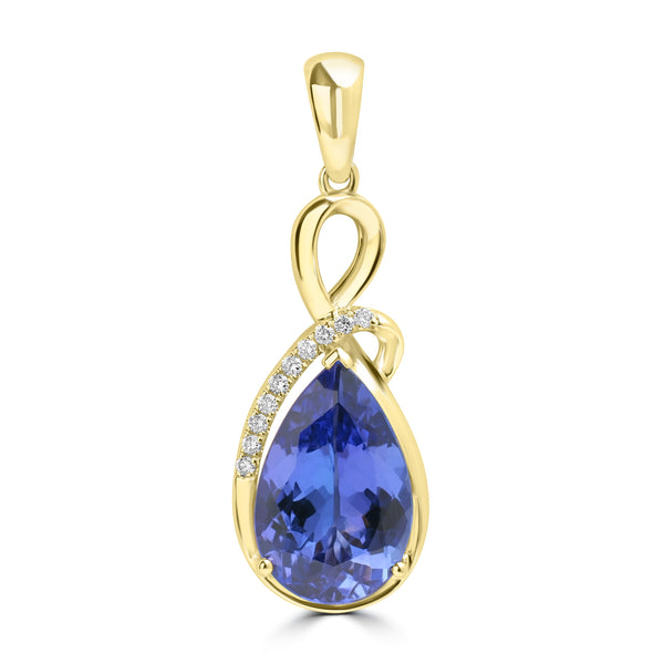 4.91ct Tanzanite Pendants with 0.086tct Diamond set in 18K Yellow Gold