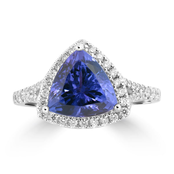 3.71ct Tanzanite Rings with 0.359tct Diamond set in 18K White Gold