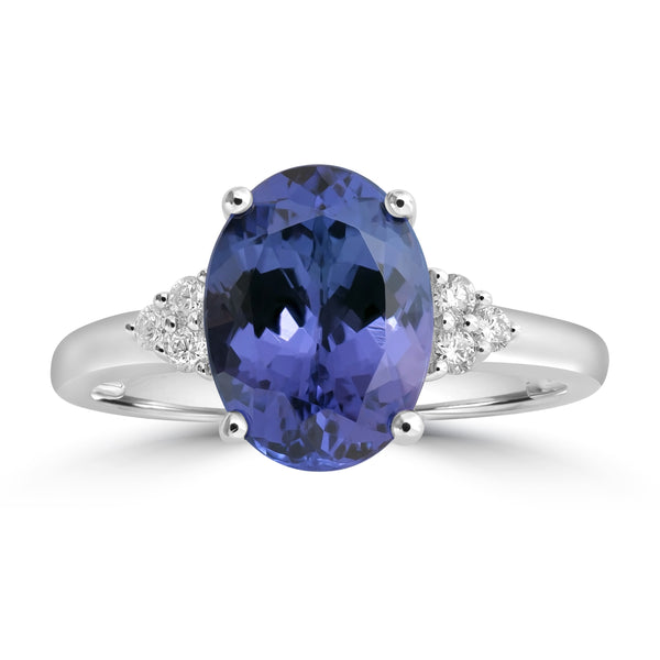 3.28ct Tanzanite Rings with 0.111tct Diamond set in 18K White Gold