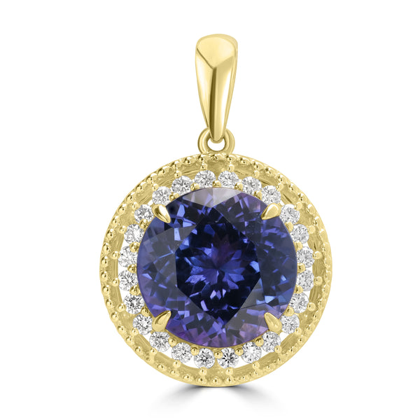 4.82ct Tanzanite Pendant with 0.283tct Diamond set in 18K Yellow Gold