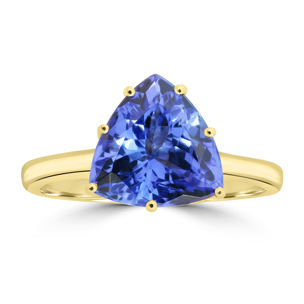 3.48ct Tanzanite Rings with tct  set in 18K Yellow Gold