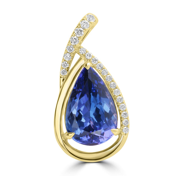 4.82ct Tanzanite Pendants with 0.207tct Diamond set in 18K Yellow Gold