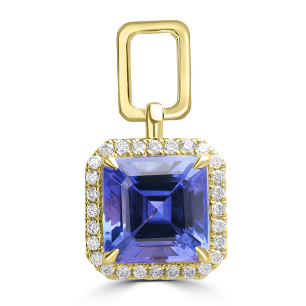 4.11ct Tanzanite Pendants with 0.217tct Diamond set in 18K Yellow Gold