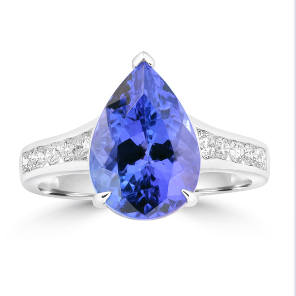 5.02ct Tanzanite Rings with 0.396tct Diamond set in 18K White Gold