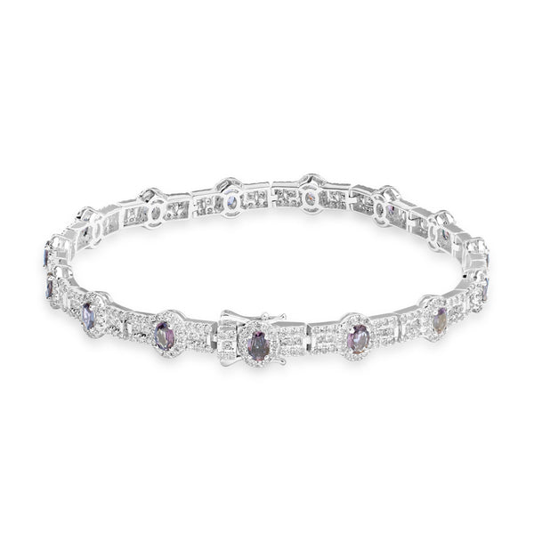 1.81ct Alexandrite Bracelets with 2.01tct Diamond set in 18K White Gold