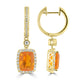 3.05ct Fire Opal Earrings with 0.556tct Diamond set in 18K Yellow Gold