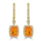 3.05ct Fire Opal Earrings with 0.556tct Diamond set in 18K Yellow Gold