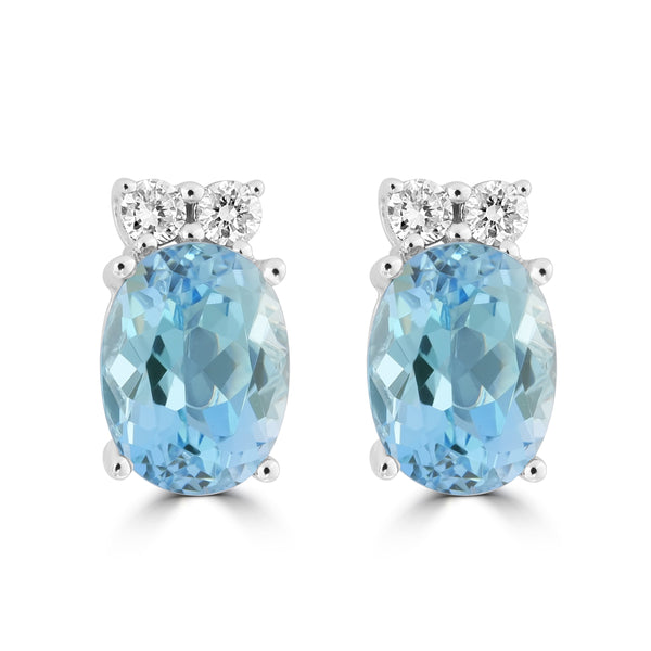 2.52ct Aquamarine Earrings with 0.148tct Diamond set in 18K White Gold