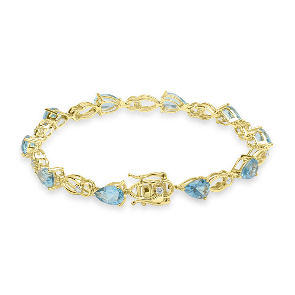 7.51ct Aquamarine Bracelets with 0.46tct Diamond set in 18K Yellow Gold