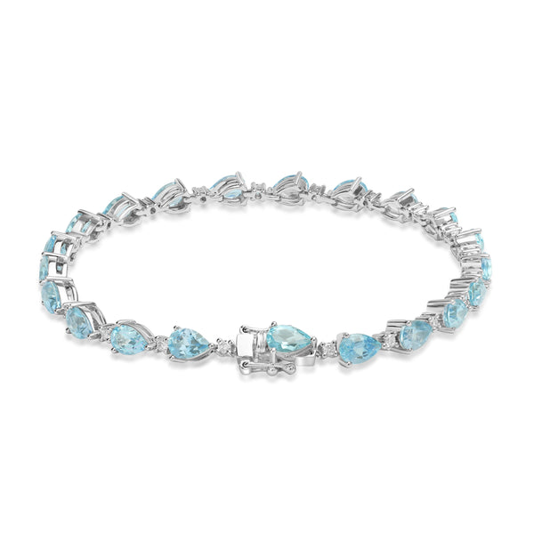 7.159ct Aquamarine Bracelets with 0.427tct Diamond set in 18K White Gold