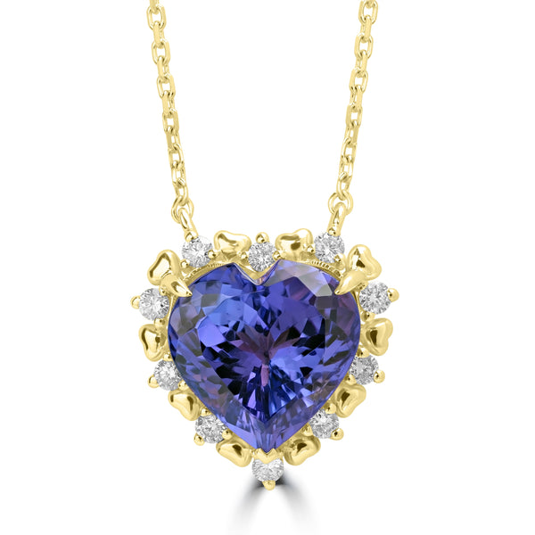 5.34ct Tanzanite Necklaces with 0.247tct Diamond set in 14K Yellow Gold