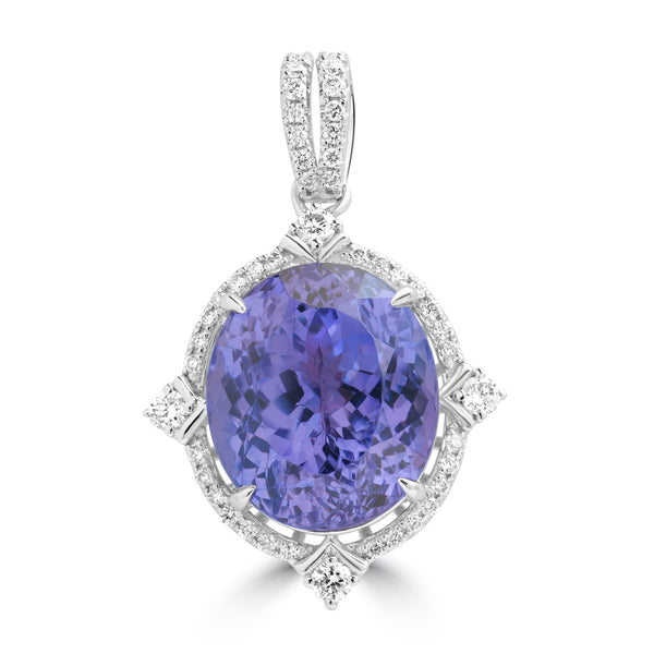 10.4ct Tanzanite Pendants with 0.373tct Diamond set in 14K White Gold