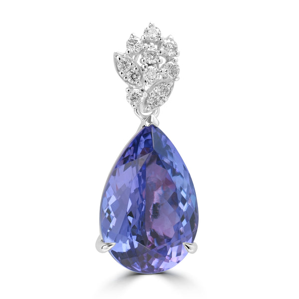 5.37ct Tanzanite Pendants with 0.143tct Diamond set in 14K White Gold