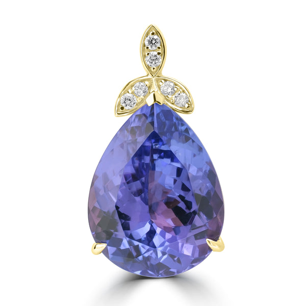 6.54ct Tanzanite Pendants with 0.053tct Diamond set in 14K Yellow Gold