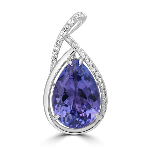 7.4ct Tanzanite Pendants with 0.197tct Diamond set in 14K White Gold