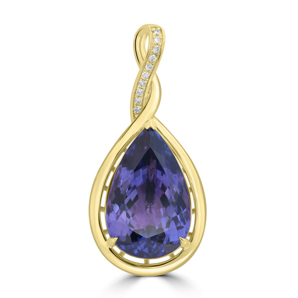 9.14ct Tanzanite Pendants with 0.044tct Diamond set in 14K Yellow Gold