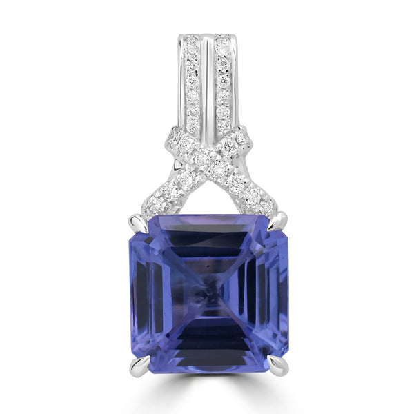 6.97ct Tanzanite Pendants with 0.194tct Diamond set in 14K White Gold