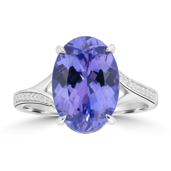 4.98ct Tanzanite Rings with 0.063tct Diamond set in 14K White Gold